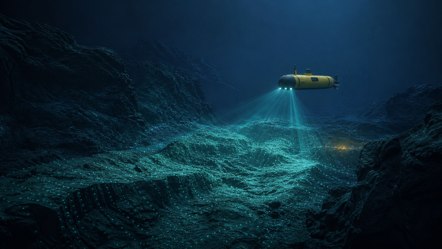 Autonomous underwater vehicle measuring survey coverage across a deep-ocean canyon